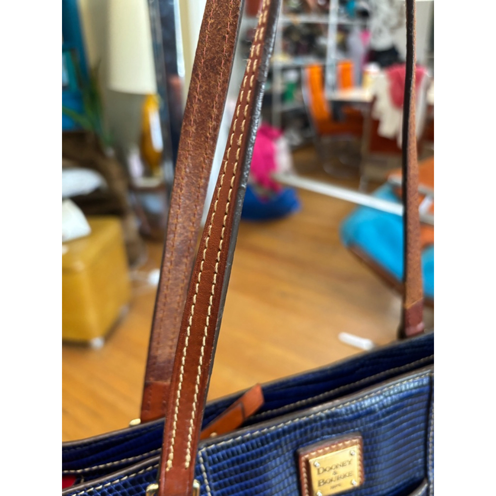 Dooney & Bourke Blue and Brown Tote - Picture 4 of 12